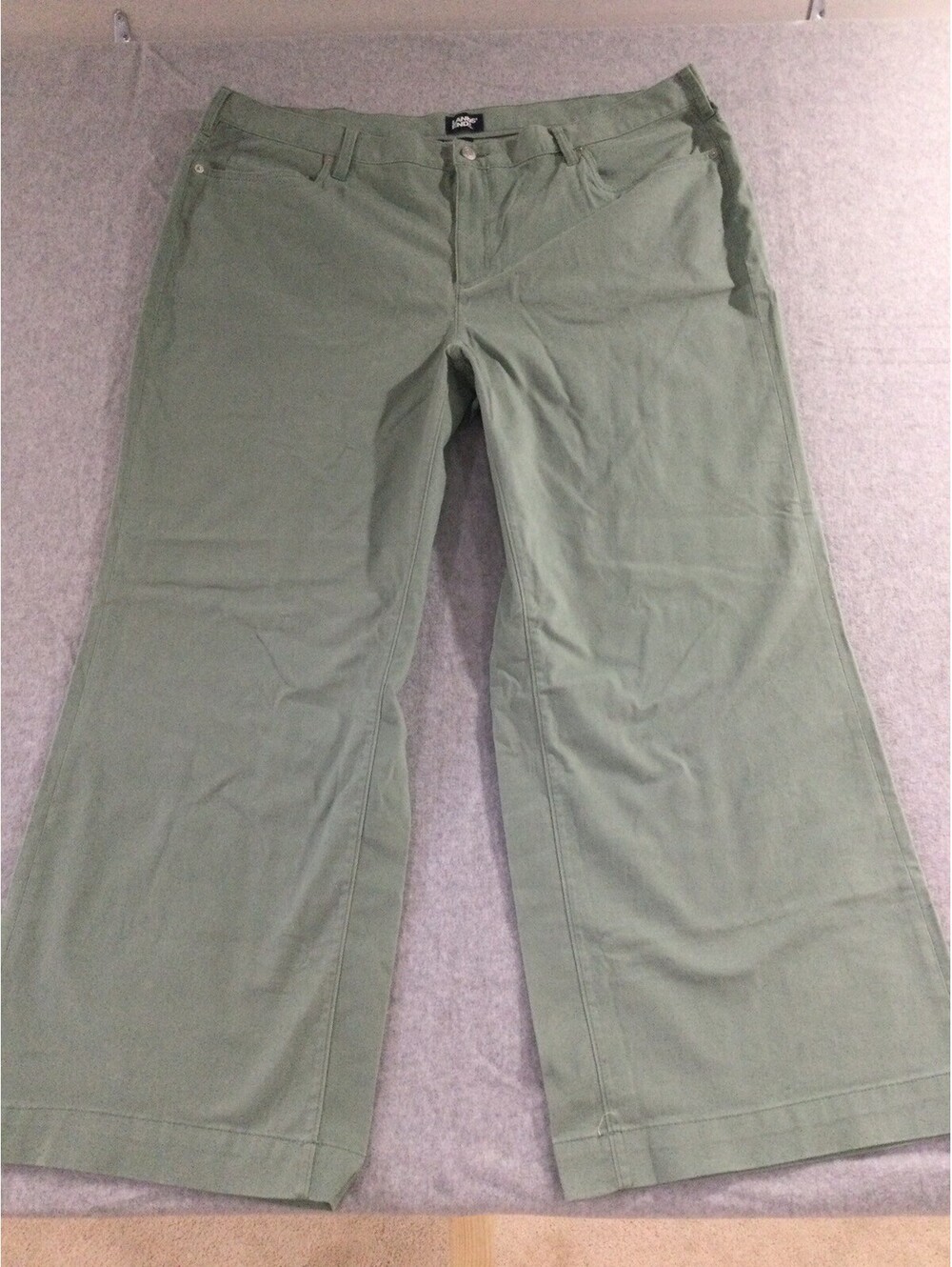 Lands' End Womens Light Green Wide Leg Pants Plus Size 22W Cotton Soft Feel